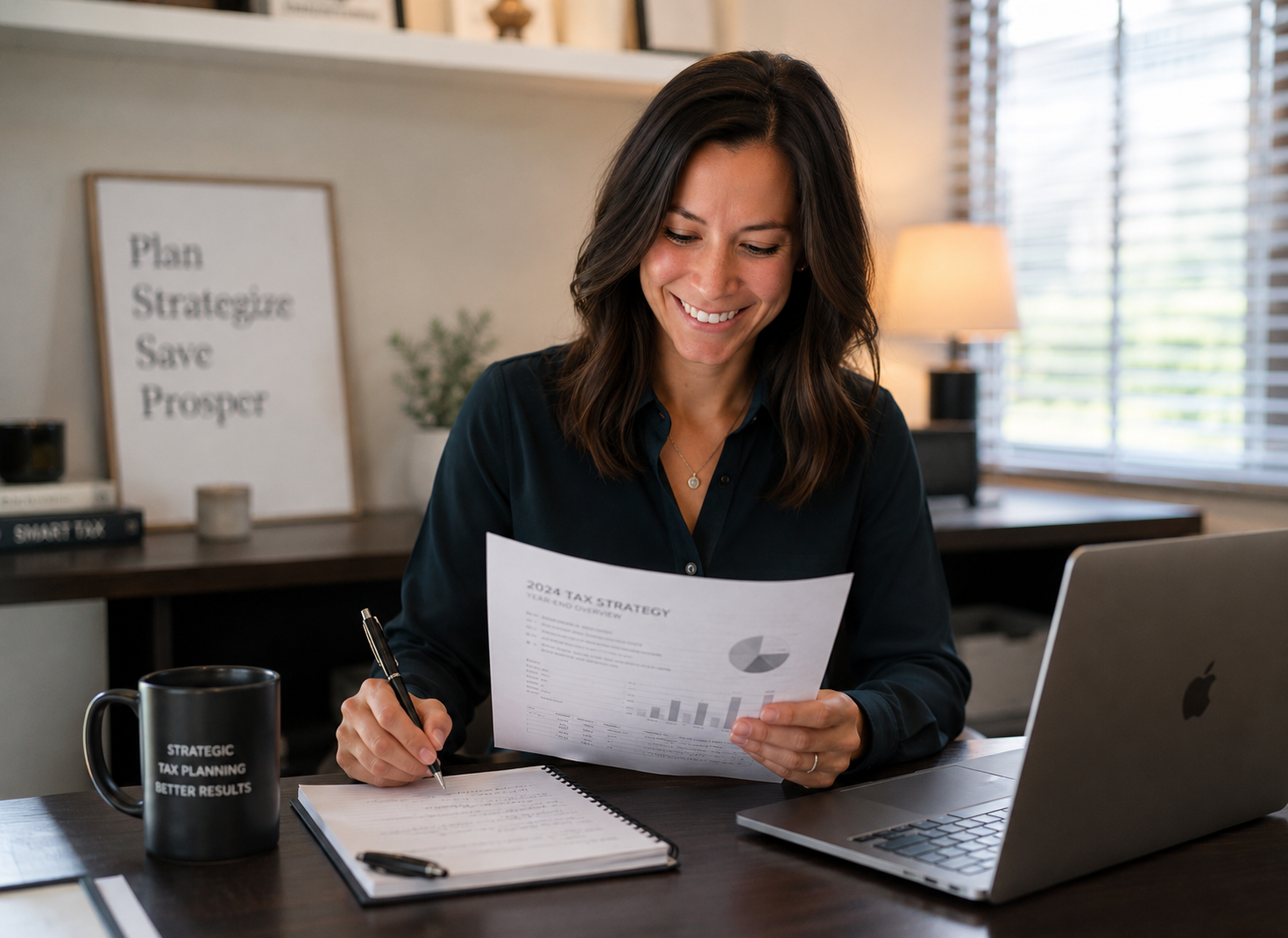 Bonnie Huggins, owner of Books By Bonnie, in her office working on tax preparation